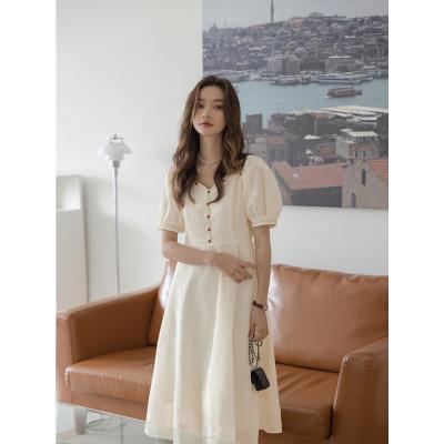 Senior square collar slightly fat dress women