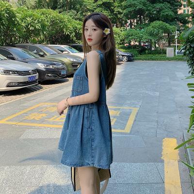 Denim vest Dress summer 2022 new cute age reduction V-neck loose high waist thin age reduction skirt women